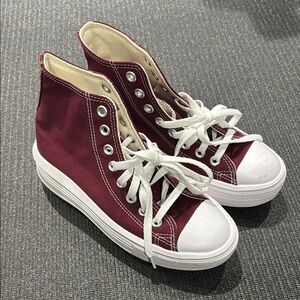 Converse Maroon and White High-Top Sneakers - NEW!